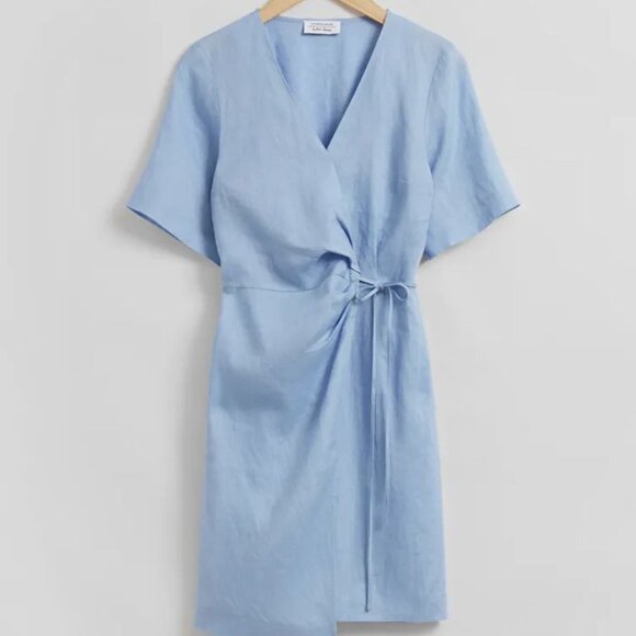 Aritzia Babaton Beige Linen Wrap Dress, XS - Picture 3 of 9